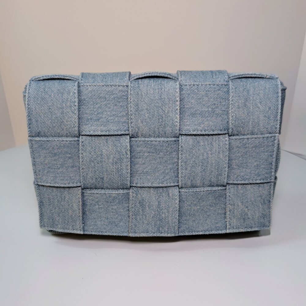 Bottega Veneta Light Blue Denim Intrecciato Cassette Crossbody Bag